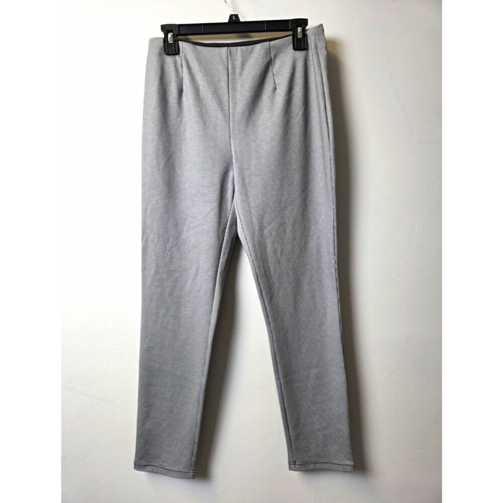 Calvin Klein Women's Houndstooth Flat Front Dress Pants Gray Black White